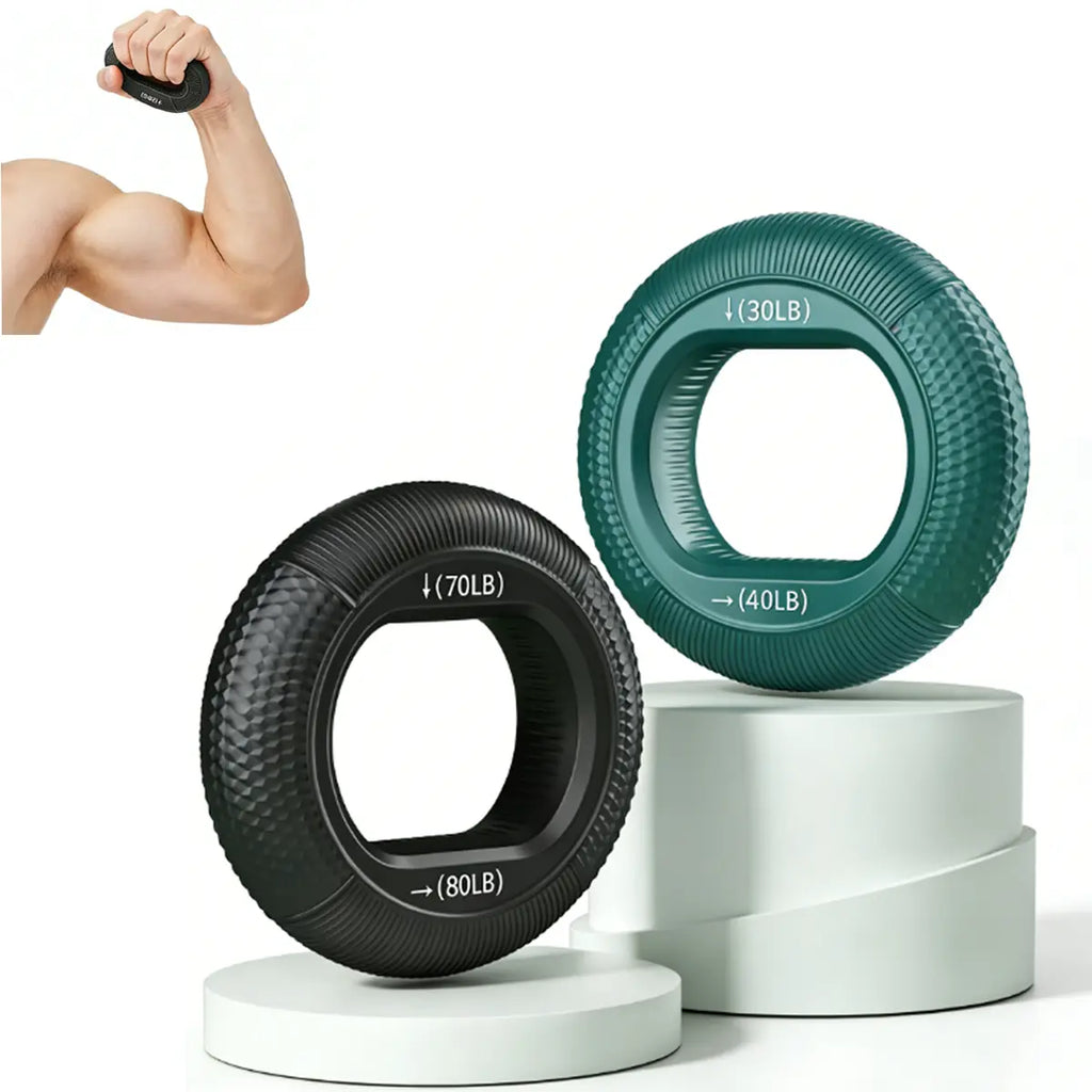 Hand Strengthener Grip 3 in 1 Rubber Circle Finger Wrist Exercise Squeezer 20 30 40 50 60 70 80 Pounds Adjustable Finger & Forearm Workout Tool for Arthritis Rehabilitation, Physical Therapy, Muscle Training