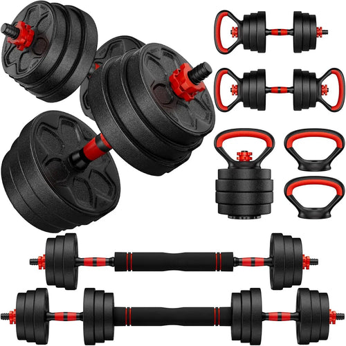 Adjustable Dumbbell Set, 20/33/45/70/90Lbs Free Weight Set with Connector, 4 In1 Dumbbells Set as Barbell, Kettlebells, Push up Stand, Weight Set for Gym Suitable Men/Women