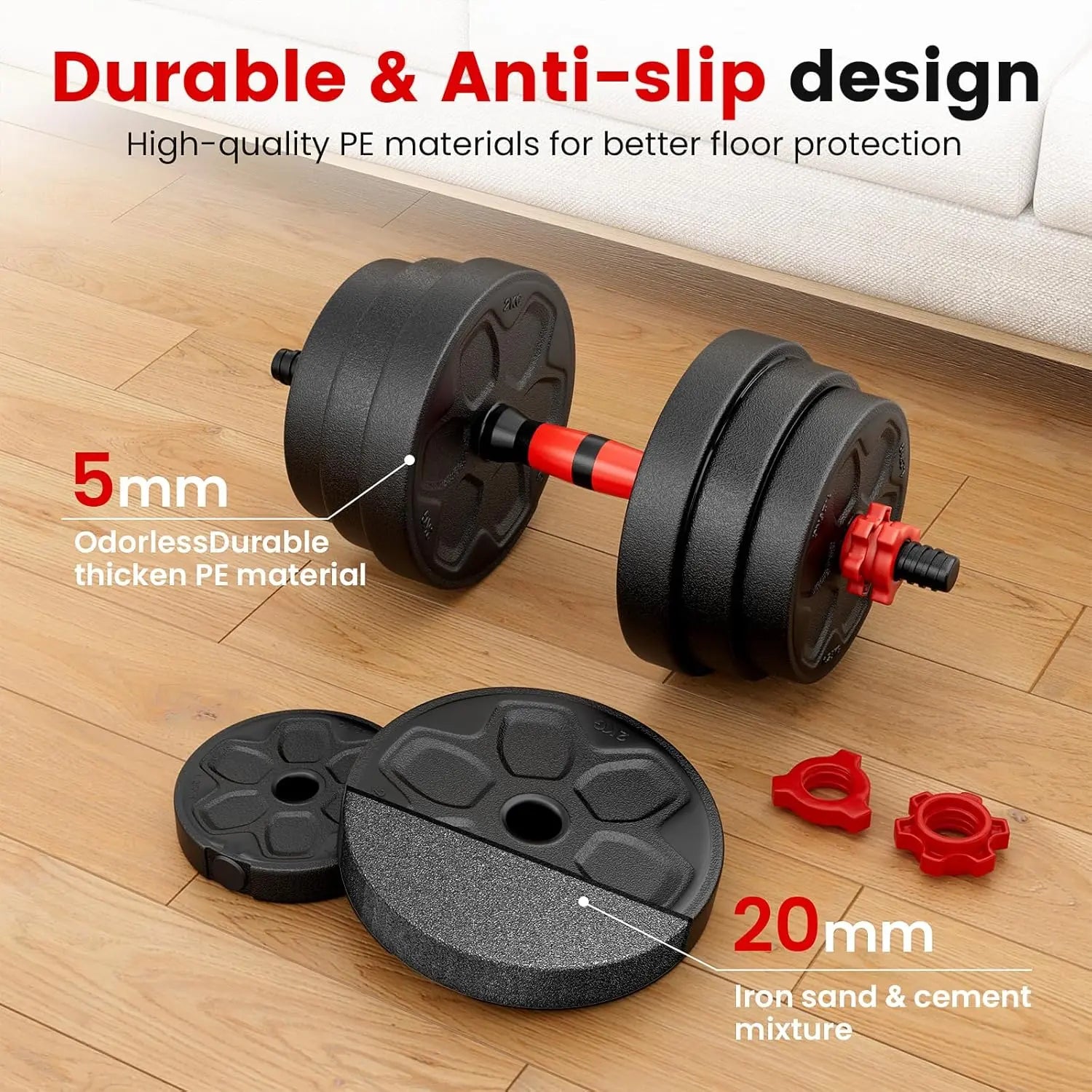 Adjustable Dumbbell Set, 20/33/45/70/90Lbs Free Weight Set with Connector, 4 In1 Dumbbells Set as Barbell, Kettlebells, Push up Stand, Weight Set for Gym Suitable Men/Women
