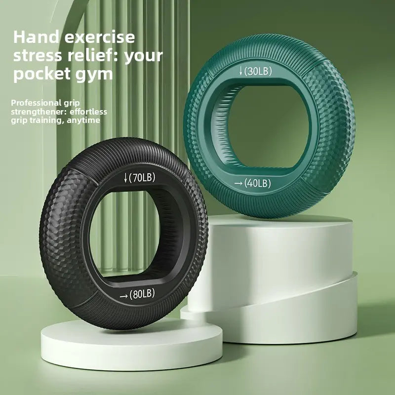 Hand Strengthener Grip 3 in 1 Rubber Circle Finger Wrist Exercise Squeezer 20 30 40 50 60 70 80 Pounds Adjustable Finger & Forearm Workout Tool for Arthritis Rehabilitation, Physical Therapy, Muscle Training